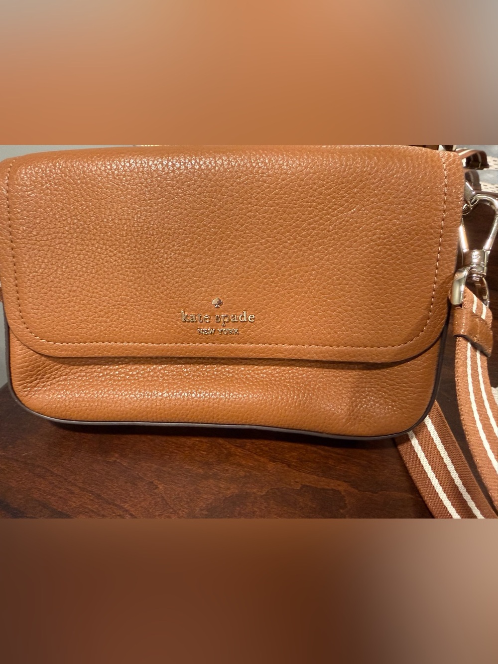 kate spade Pebbled Leather Crossbody Bag in Caramel